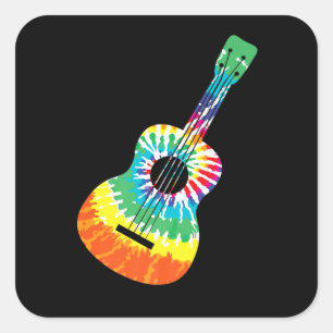 Fun Hippie Rainbow Gefärbte Krawatte Acoustic Guit Quadratischer Aufkleber