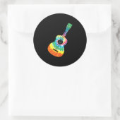 Fun Hippie Rainbow Gefärbte Krawatte Acoustic Guit Runder Aufkleber (Tasche)