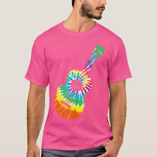 Fun Hippie Rainbow Gefärbte Krawatte Acoustic Guit T-Shirt
