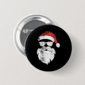 Fun Hipster Santa Face mit Hutbart und Gles Chr Button (Vorne & Hinten)