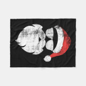 Fun Hipster Santa Face mit Hutbart und Gles Chr Fleecedecke (Vorderseite (Horizontal))