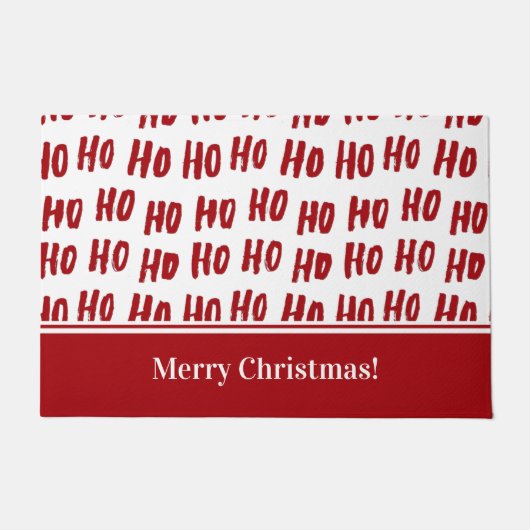 Fun Ho Ho Ho Red Holiday Pattern Frohe Weihnachten Fußmatte (Vorderseite)