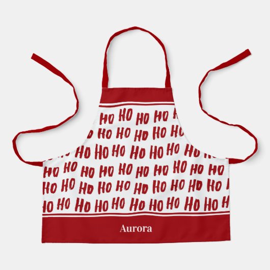 Fun Ho Ho Ho Red Holiday Pattern Weihnachtskids Schürze (Vorderseite)