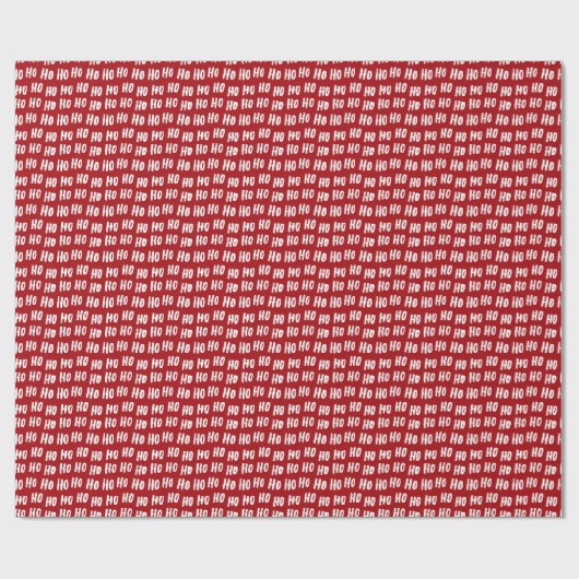 Fun Ho Ho Text Red Holiday Pattern Christmas v2 Geschenkpapier (Flach)