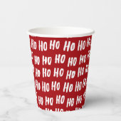 Fun Ho Ho Text Red Holiday Pattern Christmas v2 Pappbecher (Rückseite)