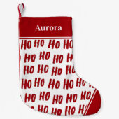 Fun Ho Ho Text Red Holiday Pattern Kleiner Weihnachtsstrumpf (Vorderseite)