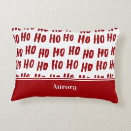 Fun Ho Ho Text Red Holiday Pattern Weihnachten Dekokissen