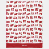 Fun Ho Ho Text Red Holiday Pattern Weihnachten Fleecedecke (Vorderseite)