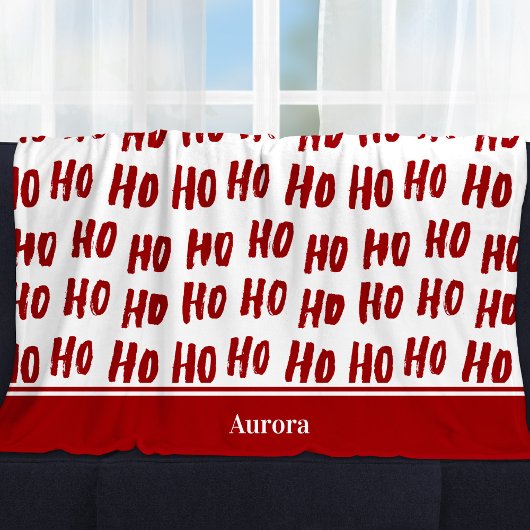 Fun Ho Ho Text Red Holiday Pattern Weihnachten Fleecedecke