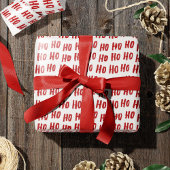 Fun Ho Ho Text Red Holiday Pattern Weihnachten Geschenkpapier