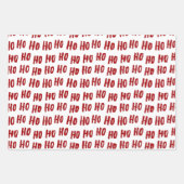 Fun Ho Ho Text Red Holiday Pattern Weihnachten Geschenkpapier Set (Vorderseite)