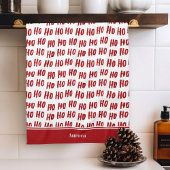Fun Ho Ho Text Red Holiday Pattern Weihnachten Geschirrtuch