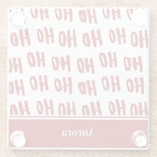 Fun Ho Ho Text Red Holiday Pattern Weihnachten Glasuntersetzer (Rückseite)