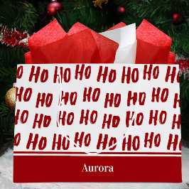 Fun Ho Ho Text Red Holiday Pattern Weihnachten Große Geschenktüte