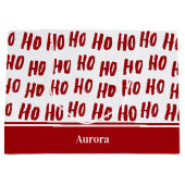 Fun Ho Ho Text Red Holiday Pattern Weihnachten Große Geschenktüte (Vorderseite)
