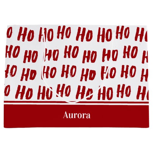 Fun Ho Ho Text Red Holiday Pattern Weihnachten Große Geschenktüte (Vorderseite)