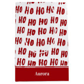 Fun Ho Ho Text Red Holiday Pattern Weihnachten Mittlere Geschenktüte (Vorderseite)