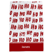 Fun Ho Ho Text Red Holiday Pattern Weihnachten Mittlere Geschenktüte (Rückseite)