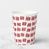 Fun Ho Ho Text Red Holiday Pattern Weihnachten Pappbecher (Rückseite)