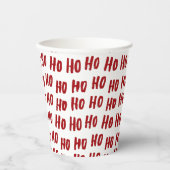 Fun Ho Ho Text Red Holiday Pattern Weihnachten Pappbecher (Vorderseite)
