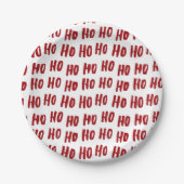 Fun Ho Ho Text Red Holiday Pattern Weihnachten Pappteller (Vorderseite)