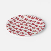 Fun Ho Ho Text Red Holiday Pattern Weihnachten Pappteller (Schrägansicht)