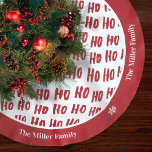 Fun Ho Ho Text Red Holiday Pattern Weihnachten Polyester Weihnachtsbaumdecke<br><div class="desc">Fügen Sie Ihrem Urlaubsbaum mit diesem bezaubernden Ho Ho Ho Weihnachtsbaumrock eine lustige Touch hinzu. Der Baumrock hat den sich wiederholenden Text Ho Ho Ho Ho in rot. Fügen Sie Ihren Familiennamen für eine personalisierte Touch hinzu.</div>