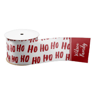 Fun Ho Ho Text Red Holiday Pattern Weihnachten Satinband
