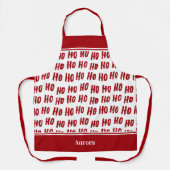 Fun Ho Ho Text Red Holiday Pattern Weihnachten Schürze (Vorderseite)