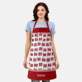 Fun Ho Ho Text Red Holiday Pattern Weihnachten Schürze (Getragen)
