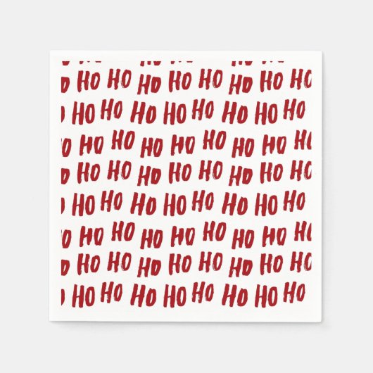 Fun Ho Ho Text Red Holiday Pattern Weihnachten Serviette (Vorderseite)