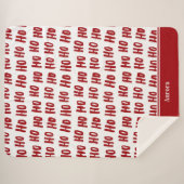 Fun Ho Ho Text Red Holiday Pattern Weihnachten Sherpadecke (Vorderseite (Horizontal))