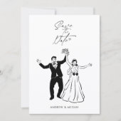 Fun Hochzeit niedliches Paar Save The Date (Vorderseite)