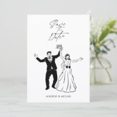Fun Hochzeit niedliches Paar Save The Date (Stehend Vorderseite)