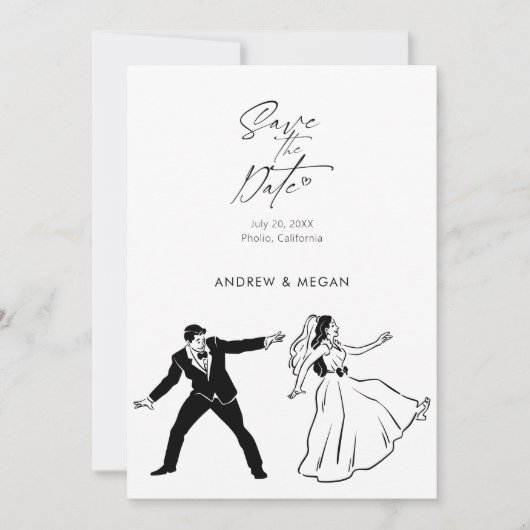 Fun Hochzeit niedliches Paar Save The Date (Vorderseite)