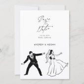 Fun Hochzeit niedliches Paar Save The Date (Vorderseite)