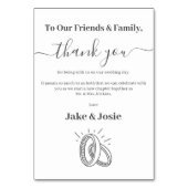 Fun Hochzeitsringe danke Table Card (Vorderseite)