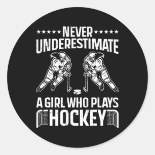 Fun Hockey Art for Girls Women Field Hockey Player Runder Aufkleber