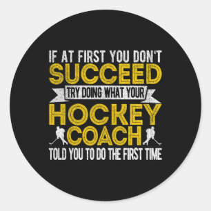 Fun Hockey Coach Eishockey Team Coach Retro Runder Aufkleber