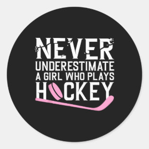 Fun Hockey for Women Girls Ice Hockey Player Hocke Runder Aufkleber