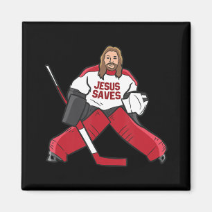 Fun Hockey Jesus Rette Hockey Goalie Magnet