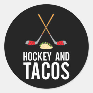 Fun Hockey Lover Hockey und Tacos Eishockey Runder Aufkleber