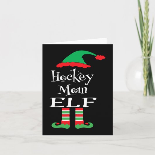 Fun Hockey Mama Elf Xmas Familie Match Women Men T Karte (Vorderseite)