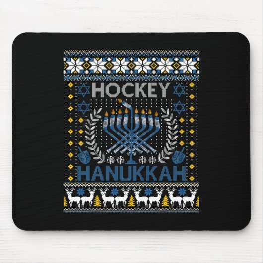 Fun Hockey Menorah Hanukkah Judenfestival Holida Mousepad (Vorne)