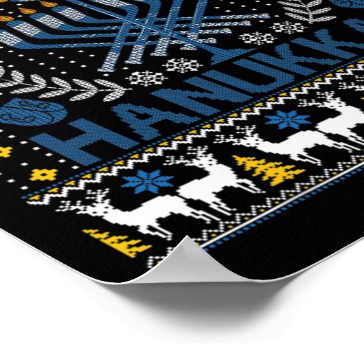 Fun Hockey Menorah Hanukkah Judenfestival Holida Poster (Ecke)