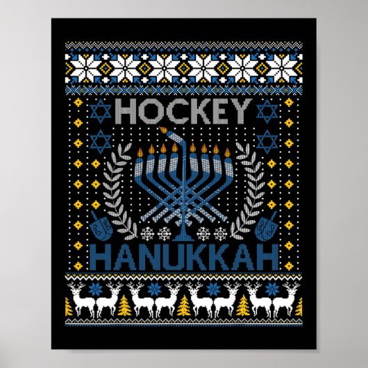 Fun Hockey Menorah Hanukkah Judenfestival Holida Poster (Vorne)