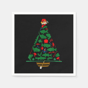 Fun Holiday Fisherman's Fishing Weihnachtsbaum Serviette