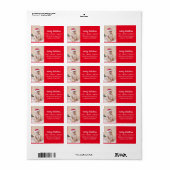 Fun Holiday Foto Rote Weihnachten Adressaufkleber (Vorne)