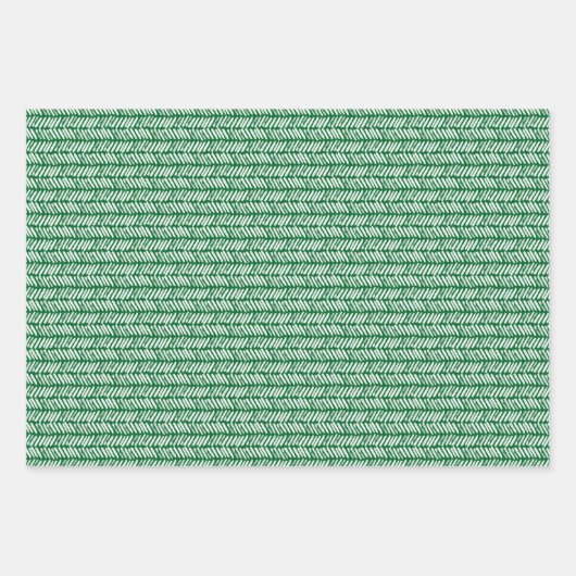 Fun Holiday Green White Black Abstrakt Zigzag Kuns Geschenkpapier Set (Vorderseite 2)