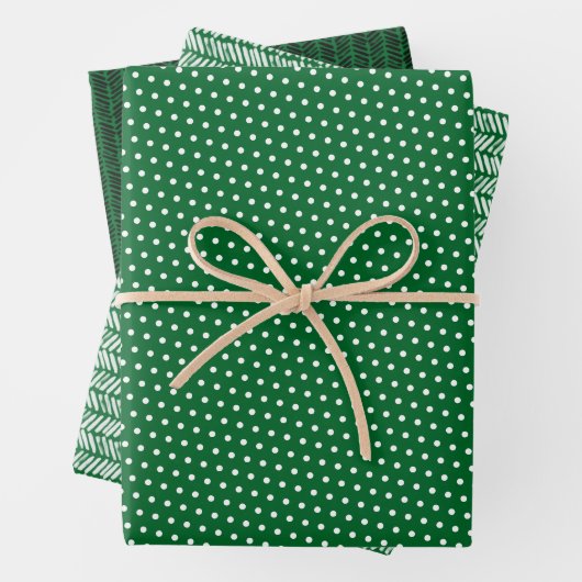 Fun Holiday Green White Black Abstrakt Zigzag Kuns Geschenkpapier Set (Beispiel)